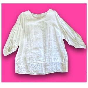 Bellambia Linen Peasant Sleeve Blouse 🇮🇹 Large